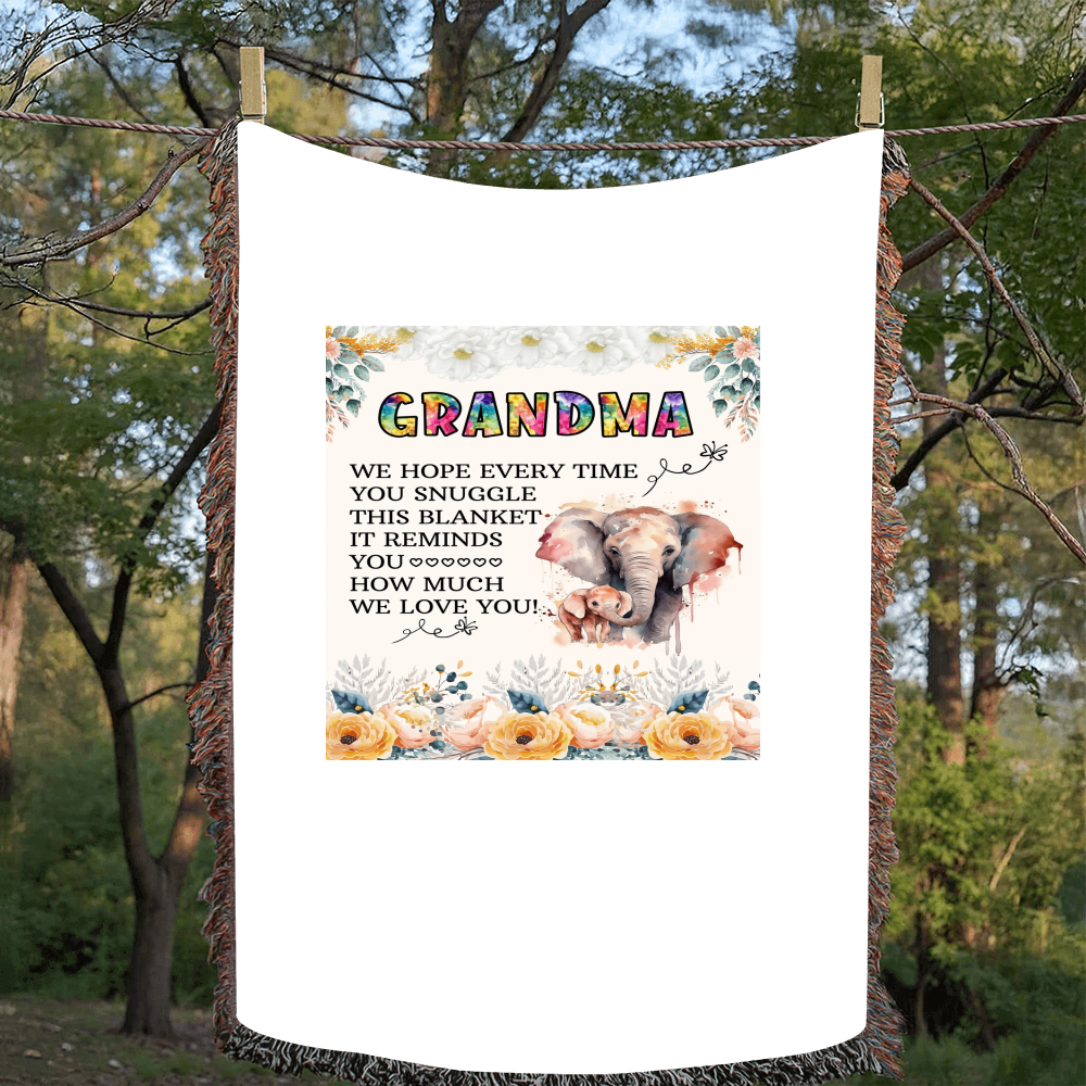 To My Grandma - Elephant Woven Blanket