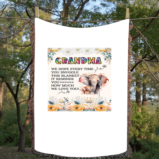 To My Grandma - Elephant Woven Blanket