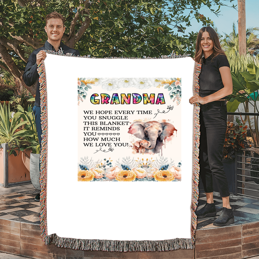 To My Grandma - Elephant Woven Blanket