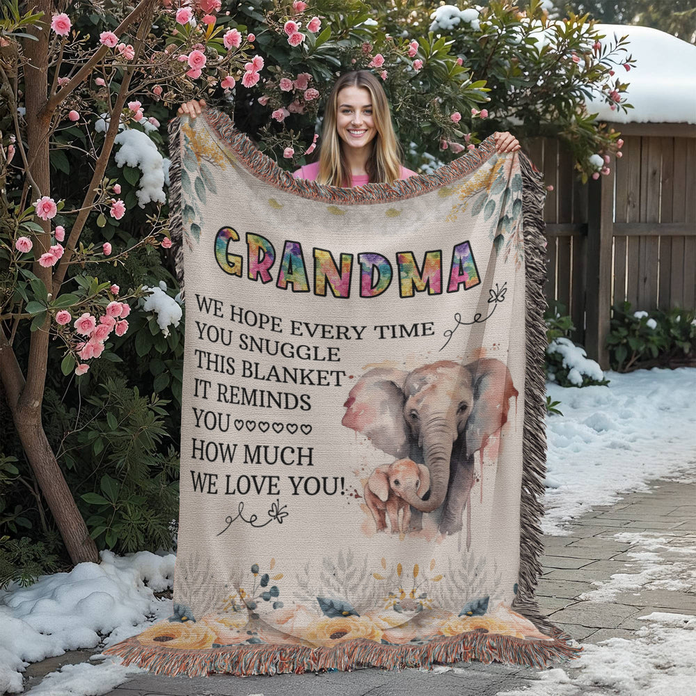 To My Grandma - Elephant Woven Blanket